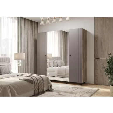 Шкаф 4-х створчатый Олива ШК-13 - Дуб Каньон/Муссон Софт MF14 (BTS)