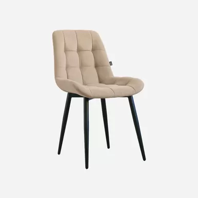 Стул Президент (2 шт.) - Велюр Ваниль/Черный (ДСВ Мебель)