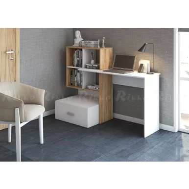 Компьютерный стол КС-10 - Дуб Вотан / Белый (Рикко)