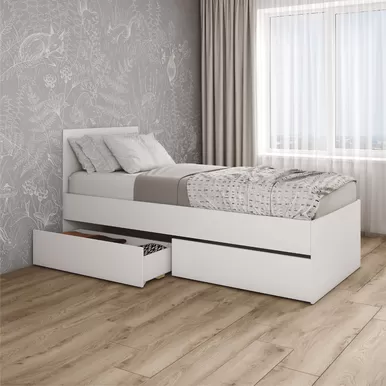 Кровать Мори КРМЯ 900.1/1 с ящиком Мори МЯ 995.2 - Белый (ДСВ Мебель)