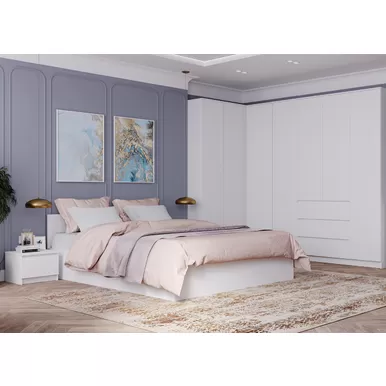 Спальня Мори - Комплект 3 - Белый (ДСВ Мебель)