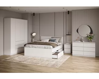 Спальня Мори - Комплект 4 - Белый (ДСВ Мебель)