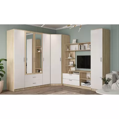 Гостиная Софи - Комплект 5 - Дуб Сонома/Белый глянец (ДСВ Мебель)