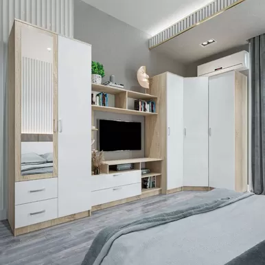 Гостиная Софи - Комплект 6 - Дуб Сонома/Белый глянец (ДСВ Мебель)