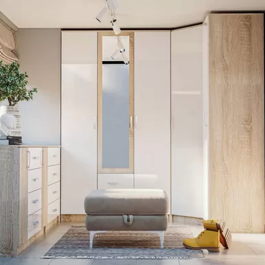 Прихожая Софи - Комплект 1 - Дуб Сонома/Белый глянец (ДСВ Мебель)