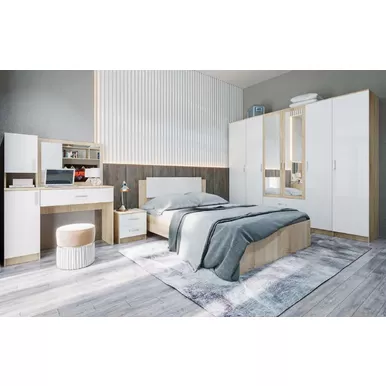 Спальня Софи - Комплект 1 - Дуб Сонома/Белый глянец (ДСВ Мебель)