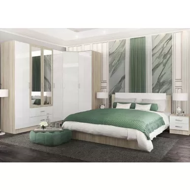 Спальня Софи - Комплект 9 - Дуб Сонома/Белый глянец (ДСВ Мебель)