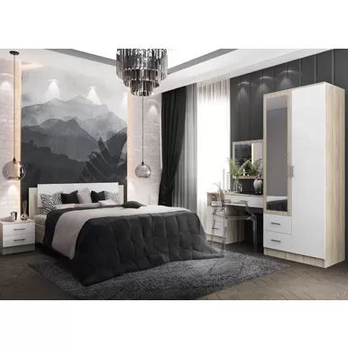 Спальня Софи - Комплект 10 - Дуб Сонома/Белый глянец (ДСВ Мебель)