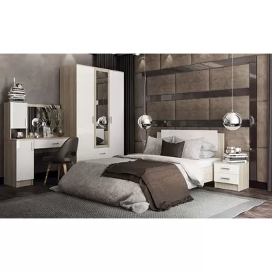 Спальня Софи - Комплект 11 - Дуб Сонома/Белый глянец (ДСВ Мебель)