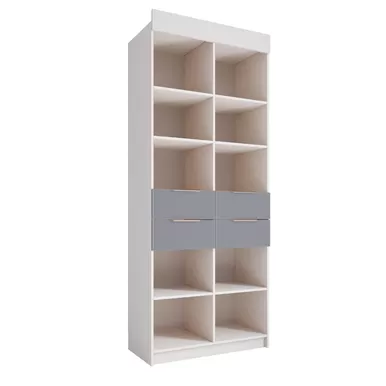 Стеллаж Лавис СД 900.1 - Белый/Белый Софт/Серый Эмалит (ДСВ Мебель)