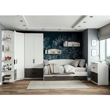 Детская Лавис - Комплект 2 - Белый/Белый Софт/Графит Софт (ДСВ Мебель)