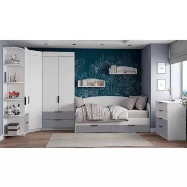 Детская Лавис - Комплект 2 - Белый/Белый Софт/Серый Эмалит (ДСВ Мебель)