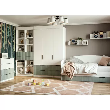 Детская Лавис - Комплект 4 - Белый/Белый Софт/Зеленый Софт (ДСВ Мебель)