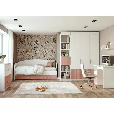 Детская Лавис - Комплект 6 - Белый/Белый Софт/Персик Софт (ДСВ Мебель)