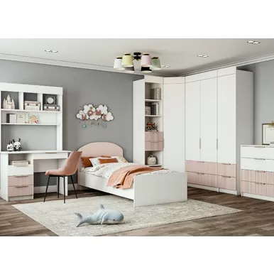 Детская Лавис - Комплект 7 - Белый/Белый Софт/Роза (ДСВ Мебель)