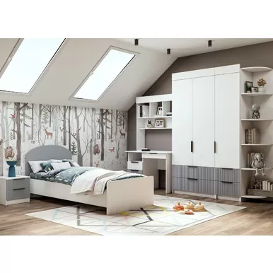 Детская Лавис - Комплект 8 - Белый/Белый Софт/Серый Эмалит (ДСВ Мебель)