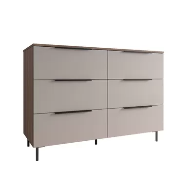 Комод Роза 1300 (Ройс) - Орех Франклин/Бежевый Софт (ДСВ Мебель)