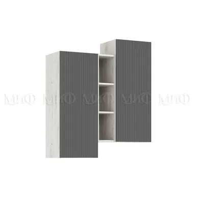 Шкаф подвесной комбинированный Оскар - Дуб Крафт белый / Графит (МИФ)