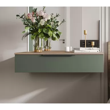 Тумба подвесная Роза 900 (Ройс) - Орех Франклин/Оливково-зеленый (ДСВ Мебель)