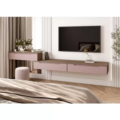 Тумбы Роза (Тренто) - Комплект 1 - Орех Франклин/Пудра Скин (ДСВ Мебель)