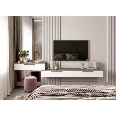 Тумбы Роза (Ройс) - Комплект 1 - Орех Франклин/Белый Софт (ДСВ Мебель)