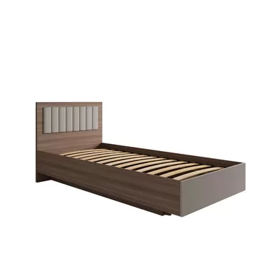 Кровать Роза 900 (Ройс) - Орех Франклин/Бежевый Скин (ДСВ Мебель)