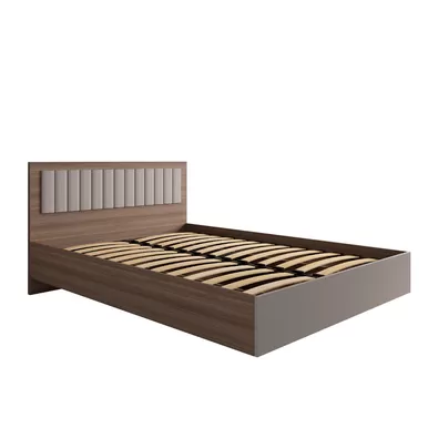 Кровать Роза 1400 (Ройс) - Орех Франклин/Бежевый Софт (ДСВ Мебель)