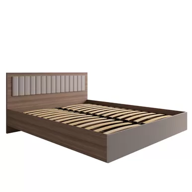 Кровать Роза 1600 (Ройс) - Орех Франклин/Бежевый Скин (ДСВ Мебель)