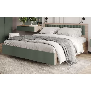 Кровать Роза 1600 (Ройс) - Орех Франклин/Оливково-зеленый (ДСВ Мебель)