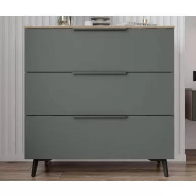 Комод Роза 900 (Ройс) - Орех Франклин/Оливково-зеленый (ДСВ Мебель)