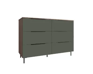 Комод Роза 1300 (Ройс) - Орех Франклин/Оливково-зеленый (ДСВ Мебель)