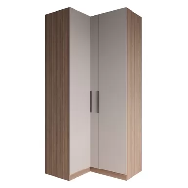 Шкаф угловой Роза 1100 (Ройс) - Наполнение 3 - Орех Франклин/Бежевый Скин (ДСВ Мебель)