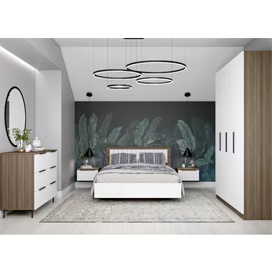 Спальня Роза (Ройс) - Комплект 1 - Орех Франклин/Белый Софт (ДСВ Мебель)