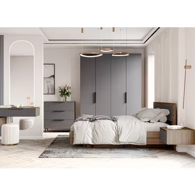 Спальня Роза (Ройс) - Комплект 3 - Орех Франклин/Графит Скин (ДСВ Мебель)