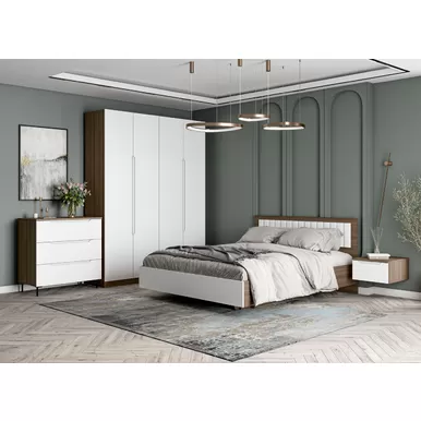 Спальня Роза (Тренто) - Комплект 6 - Орех Франклин/Белый Софт (ДСВ Мебель)