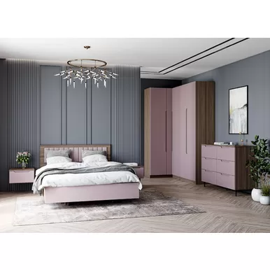 Спальня Роза (Тренто) - Комплект 7 - Орех Франклин/Пудра Скин (ДСВ Мебель)