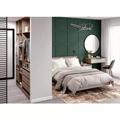 Спальня Роза (Ройс) - Комплект 8 - Орех Франклин/Бежевый Скин (ДСВ Мебель)