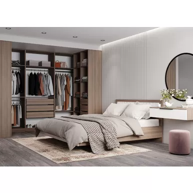 Спальня Роза (Ройс) - Комплект 9 - Орех Франклин/Белый Софт (ДСВ Мебель)