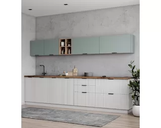 Кухня Альберо/Виано (Norma) 3.0м - Белый Софт/Оазис (ДСВ Мебель)