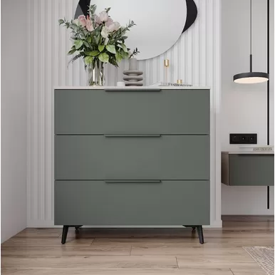 Комод Роза 900 (Ройс) - Бежевый/Оливково-зеленый (ДСВ Мебель)