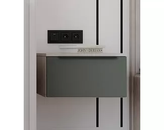 Тумба прикроватная Роза (Ройс) - Бежевый/Оливково-зеленый (ДСВ Мебель)