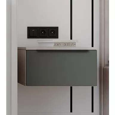 Тумба прикроватная Роза (Ройс) - Бежевый/Оливково-зеленый (ДСВ Мебель)