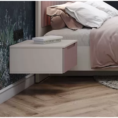 Тумба прикроватная Роза (Тренто) - Бежевый/Пудра Скин (ДСВ Мебель)