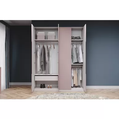 Шкафы Роза (Тренто) - Комплект 1 - Бежевый/Пудра Скин (ДСВ Мебель)