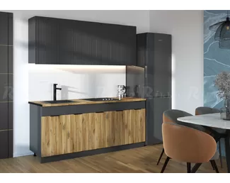 Кухонный гарнитур Кантри 2.0м - Графит/Дуб Флагстафф (Рикко)
