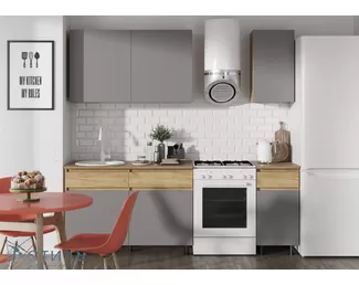 Кухонный гарнитур Квик-степ 1.6м ЛДСП - Серый шифер/Дуб Крафт золотой (МК Стиль)