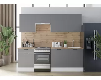 Кухонный гарнитур Paola 2.4м ЛДСП - Серый графит (Горизонт)