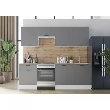 Кухонный гарнитур Paola 2.4м ЛДСП - Серый графит (Горизонт)