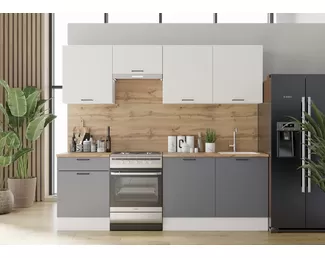 Кухонный гарнитур Paola 2.4м ЛДСП - Белый/Серый графит (Горизонт)