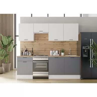 Кухонный гарнитур Paola 2.4м ЛДСП - Белый/Серый графит (Горизонт)